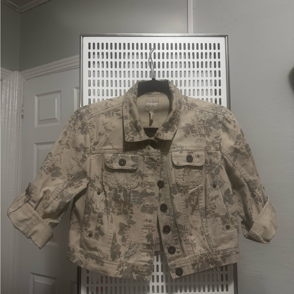 Highway Jeans Kids Floral Jean Jacket - Tan and Brown